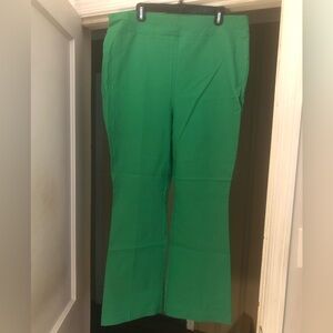 New York & Company Vibrant Kelly Green Flare Pull on Style Pants With Stretch